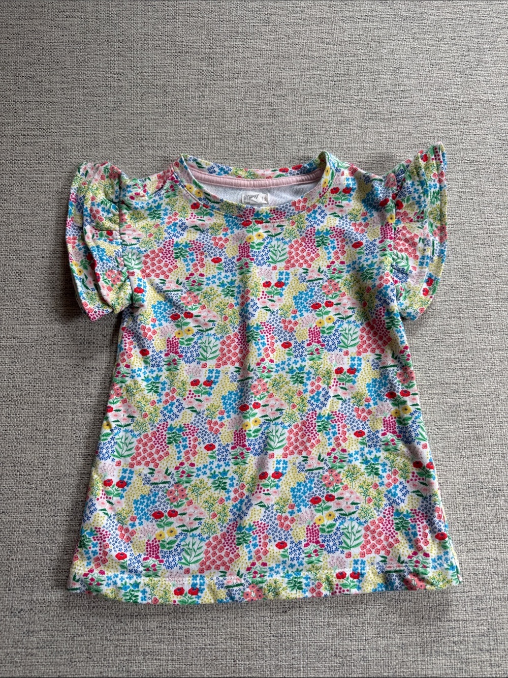 Gymboree Floral Flutter Sleeve Tee - Pink, Blue, Green, Yellow